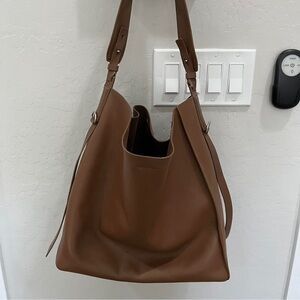 Large All Saints tote. 100% brown leather with silver hardware.